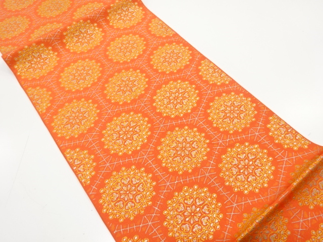 JAPANESE KIMONO / ANTIQUE FUKURO OBI / WOVEN KIKKO & FLORAL CREST